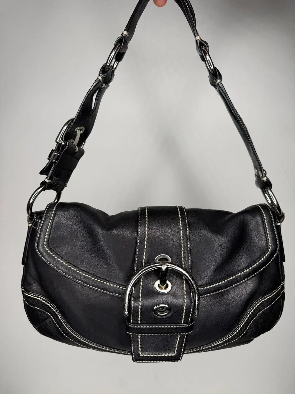 Coach Soho Flap Shoulder Bag Black Leather 10578 Y2K Vintage Shoulder Purse